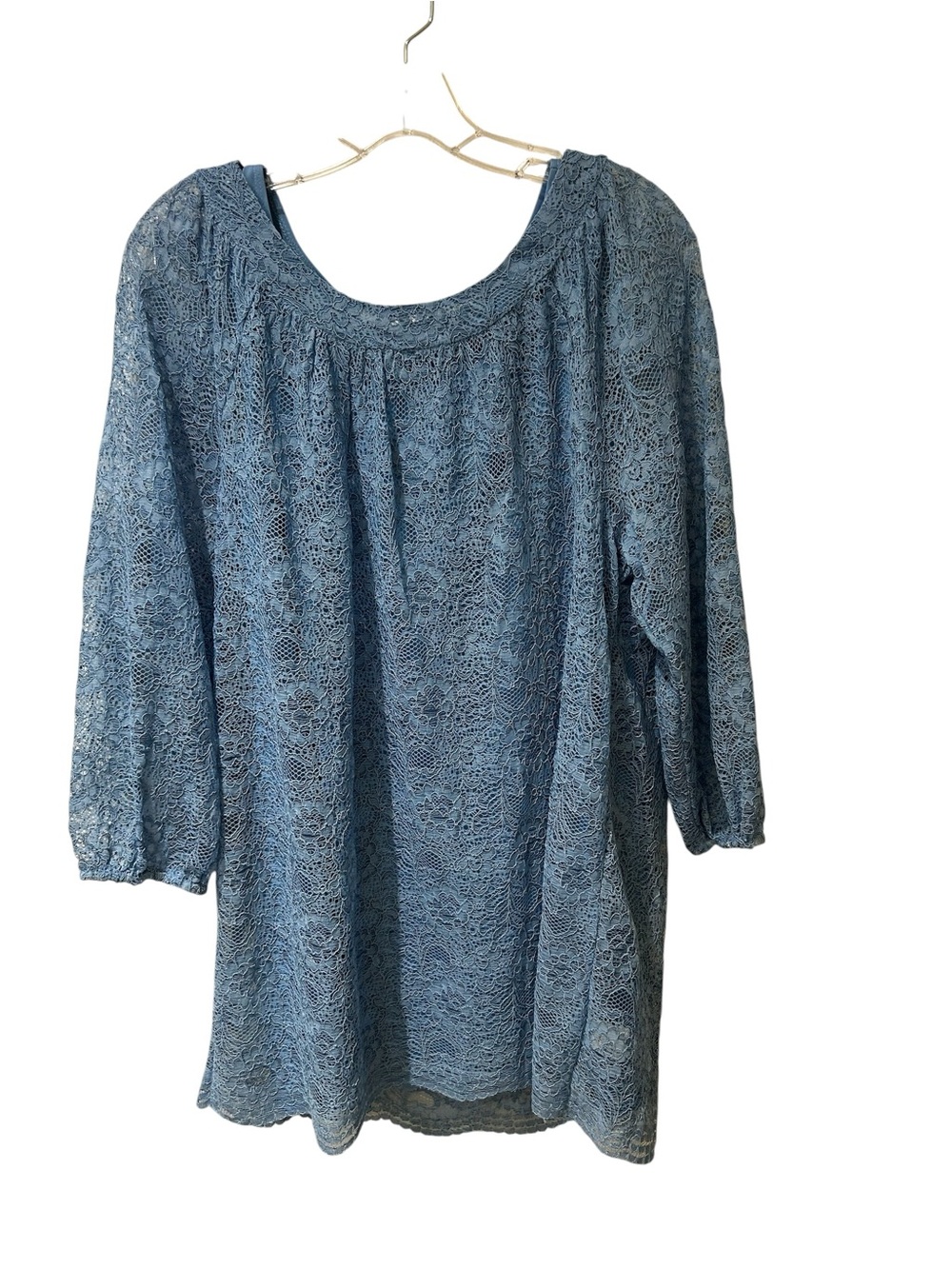 Susan Graver Blue Lace Peasant Top with matching Tank  size Large